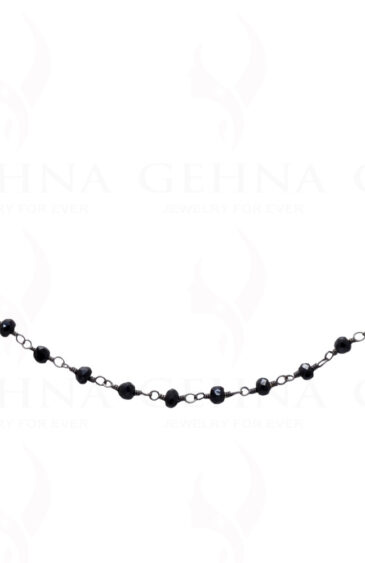 Black Spinel Gemstone Bead Chain In .925 Sterling Silver CS-1027
