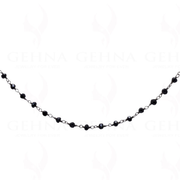 Black Spinel Gemstone Bead Chain In .925 Sterling Silver CS-1027