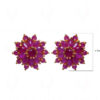 Ruby Studded Gold Plated Flower Shape Earrings FE-1027