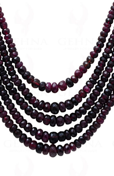 5 Rows of Natural Pink Tourmaline Gemstone Faceted Bead Necklace NS-1027