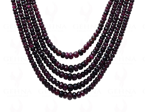 5 Rows of Natural Pink Tourmaline Gemstone Faceted Bead Necklace NS-1027