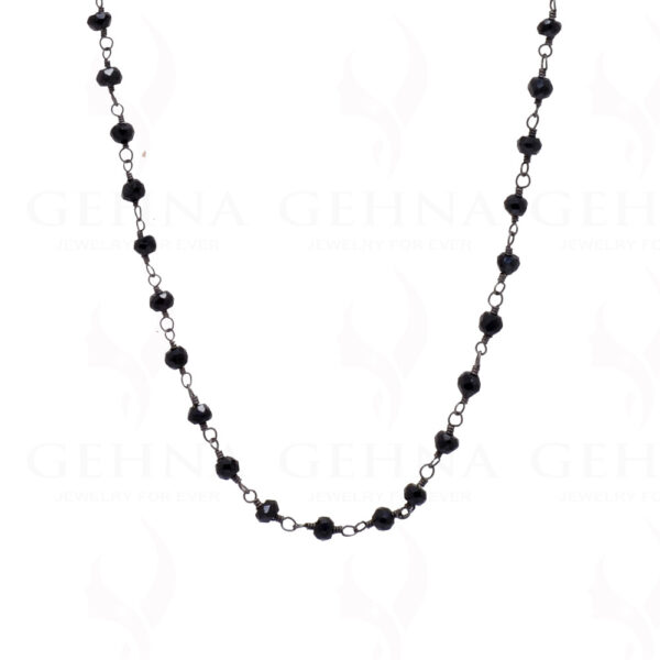 Black Spinel Gemstone Bead Chain In .925 Sterling Silver CS-1027