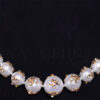 White Sapphire Studded Pearl Balls Necklace & Earrings FN-1027