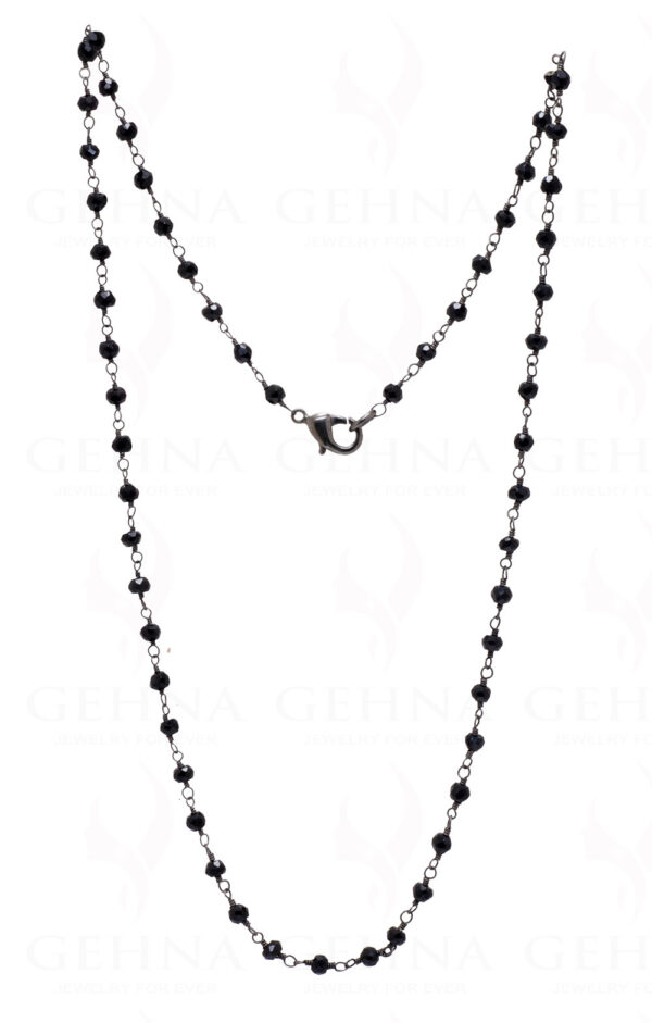 Black Spinel Gemstone Bead Chain In .925 Sterling Silver CS-1027