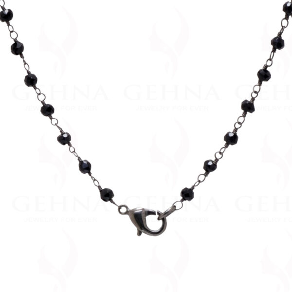 Black Spinel Gemstone Bead Chain In .925 Sterling Silver CS-1027