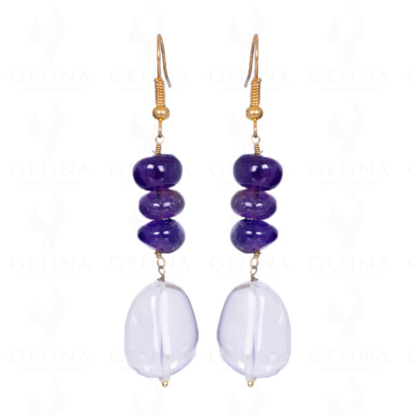 Amethyst & Rock-Crystal Gemstone Earrings Made In .925 Sterling Silver ES-1028