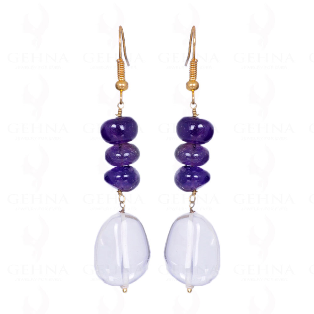 Amethyst & Rock-Crystal Gemstone Earrings Made In .925 Sterling Silver ES-1028