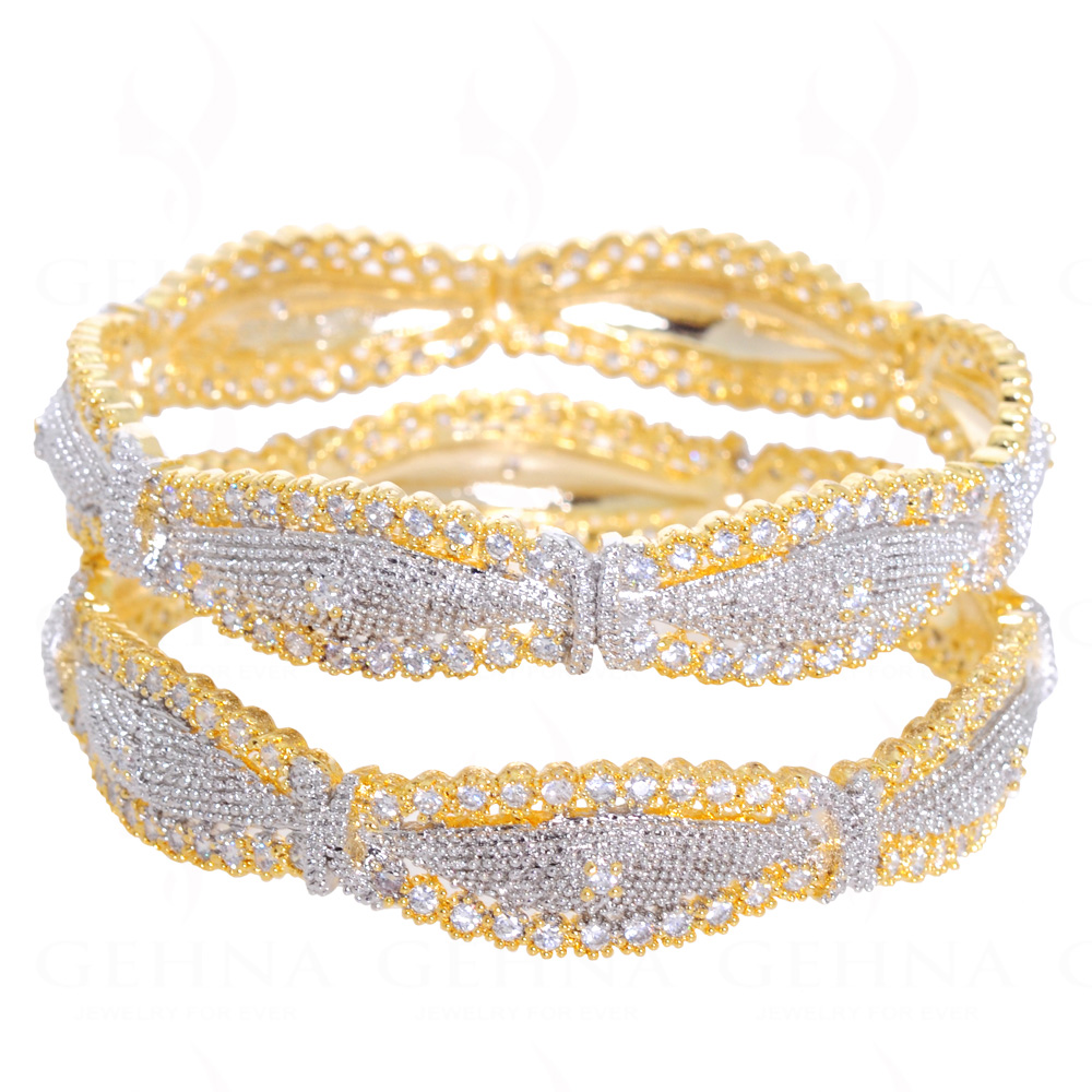 Round Cubic Zirconia Studded Elegant Pair of Bangles FB-1028