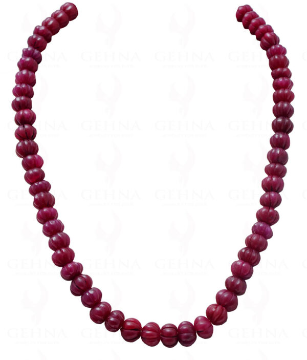 Ruby Gemstone Melon Shaped Bead String NP-1028