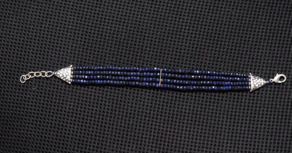 4 Rows Blue Sapphire Gemstone Bead Bracelet BS-1028