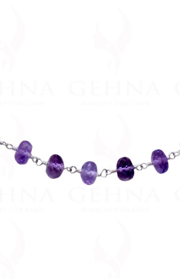 18″ Amethyst Gem Faceted Bead Chain In .925 Sterling Silver CS-1028