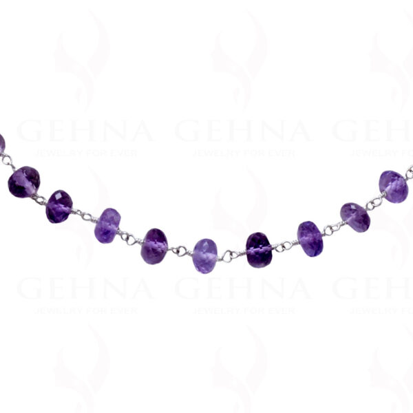 18" Amethyst Gem Faceted Bead Chain In .925 Sterling Silver CS-1028