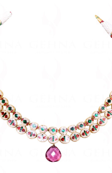 Bollywood Bridal Jewelry – Topaz Studded With Enamel Work Jaddu Set FN-1028