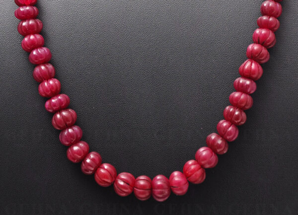 Ruby Gemstone Melon Shaped Bead String NP-1028