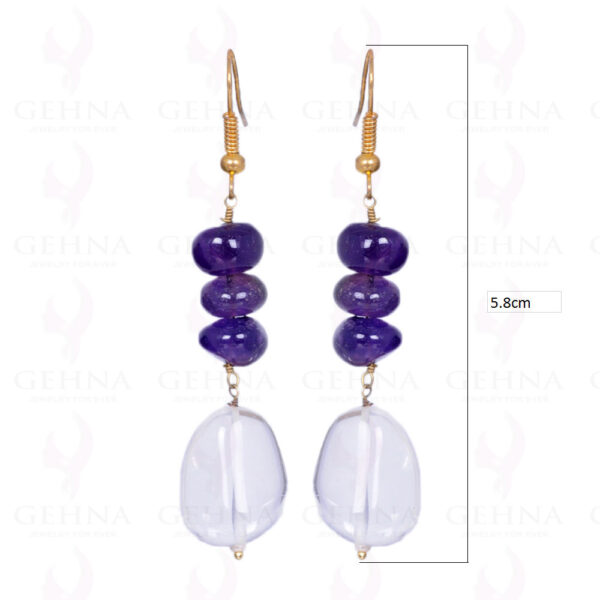 Amethyst & Rock-Crystal Gemstone Earrings Made In .925 Sterling Silver ES-1028