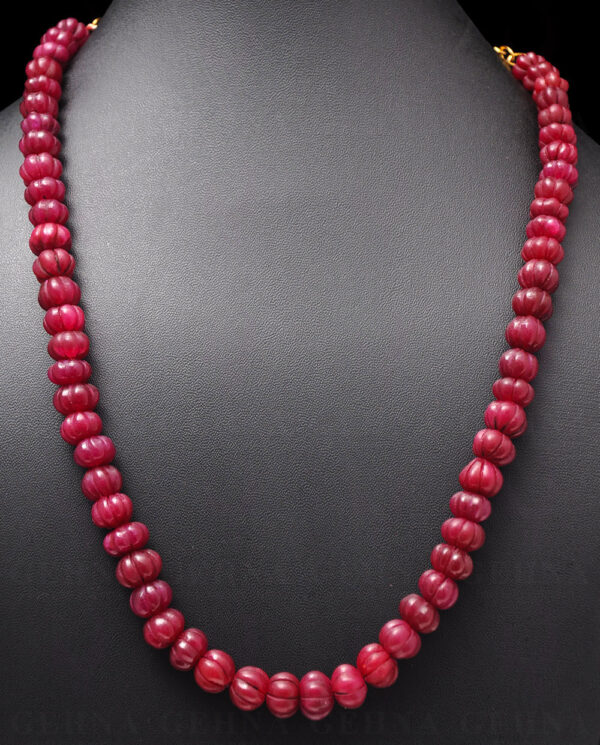 Ruby Gemstone Melon Shaped Bead String NP-1028