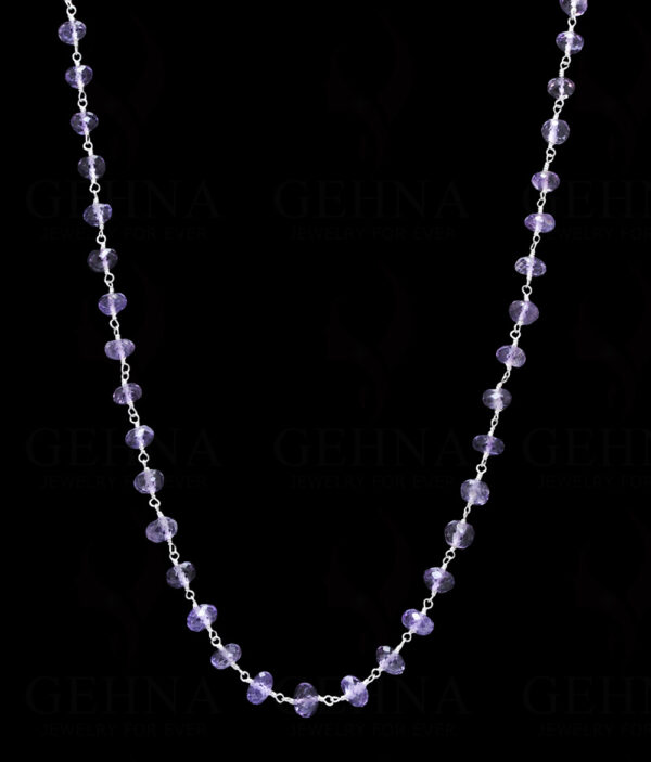 18" Amethyst Gem Faceted Bead Chain In .925 Sterling Silver CS-1028