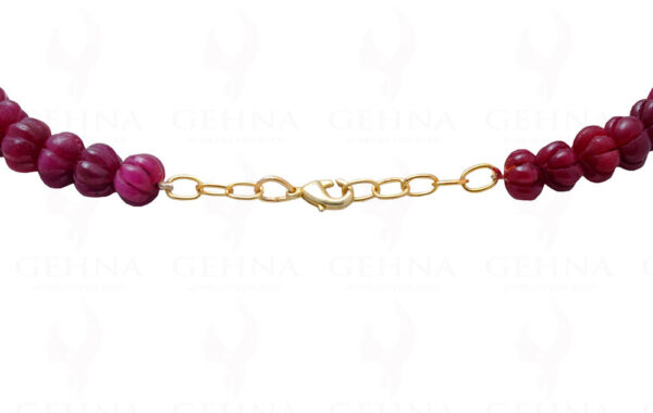 Ruby Gemstone Melon Shaped Bead String NP-1028