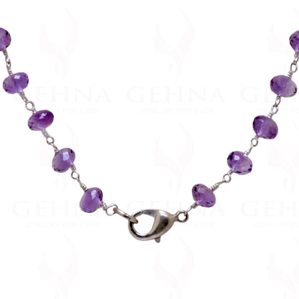 18" Amethyst Gem Faceted Bead Chain In .925 Sterling Silver CS-1028