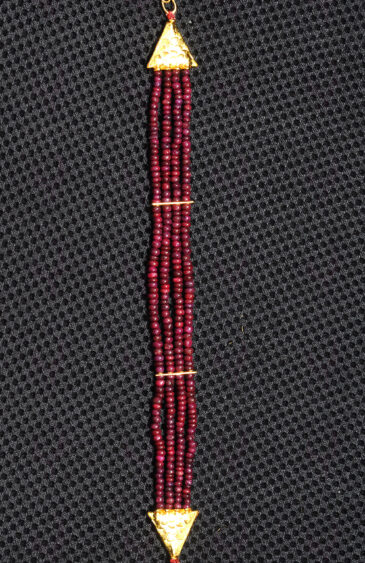 4 Rows African Ruby Gemstone Cabochon Bead Bracelet BS-1029