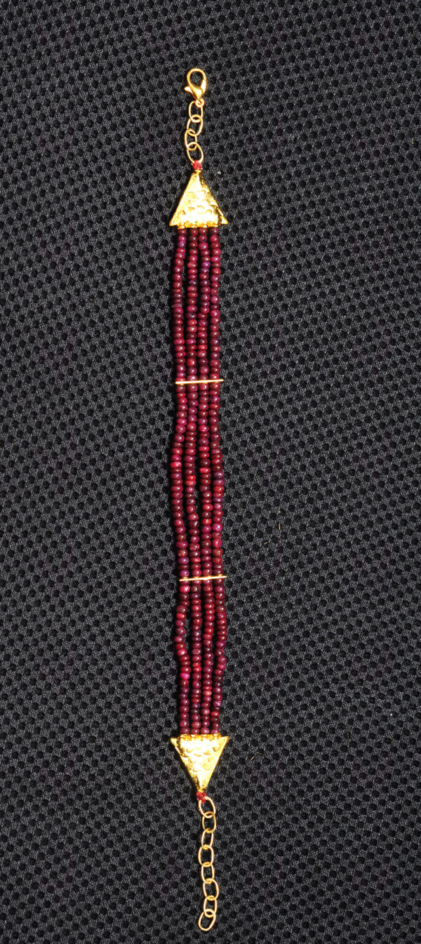 4 Rows African Ruby Gemstone Cabochon Bead Bracelet BS-1029