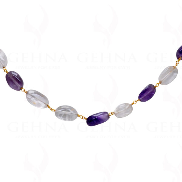 Amethyst & Rock-Crystal Bead Chain In .925 Sterling Silver CS-1029