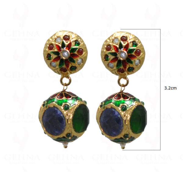 Pearl, Ruby, Blue Sapphire & Emerald Stone Studded Earrings LE01-1029