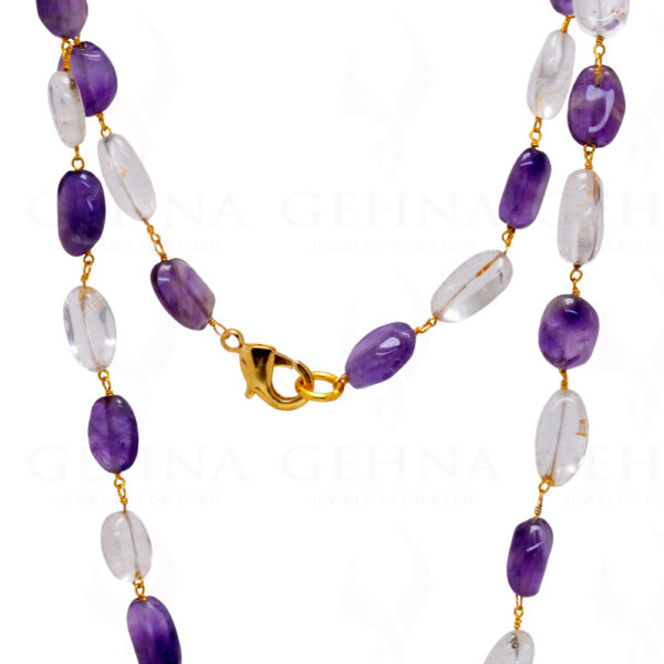 Amethyst & Rock-Crystal Bead Chain In .925 Sterling Silver CS-1029