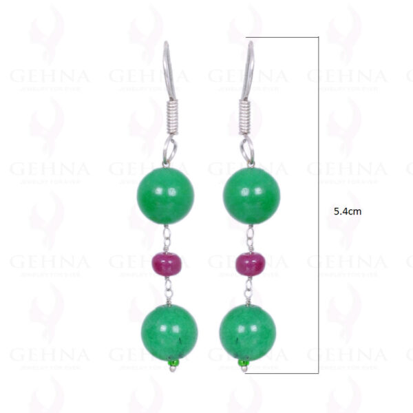 Ruby & Green Jade Gemstone Earrings Made In .925 Sterling Silver ES-1029
