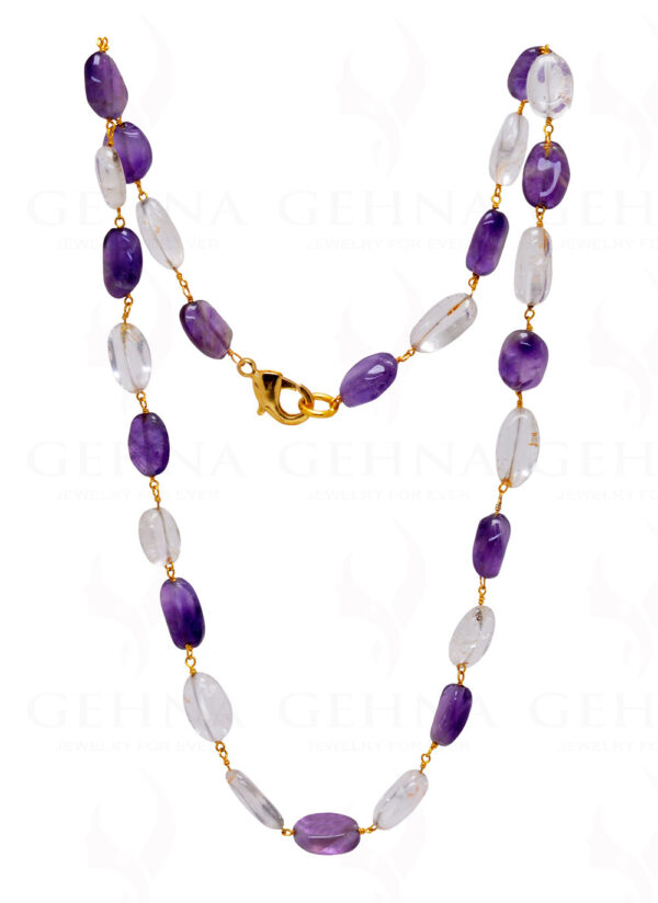 Amethyst & Rock-Crystal Bead Chain In .925 Sterling Silver CS-1029