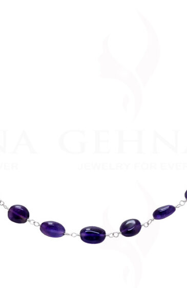 Amethyst Gemstone Oval Bead Chain In .925 Sterling Silver CS-1030