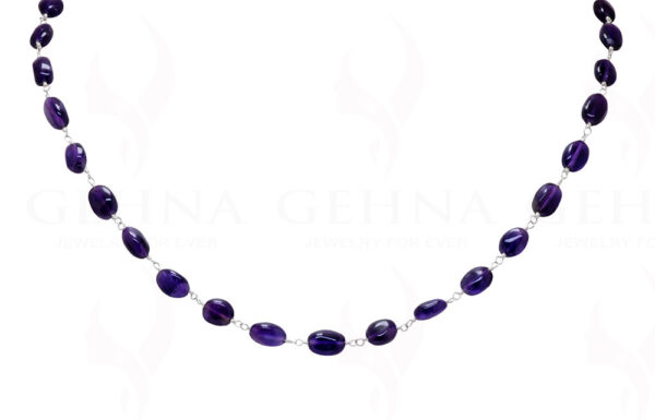 Amethyst Gemstone Oval Bead Chain In .925 Sterling Silver CS-1030