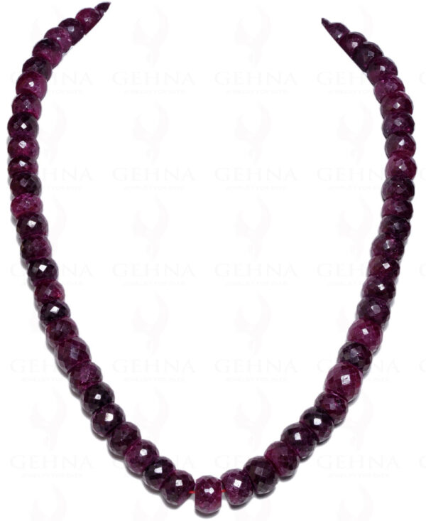 African Ruby Gemstone Faceted Round Bead Necklace NP-1030