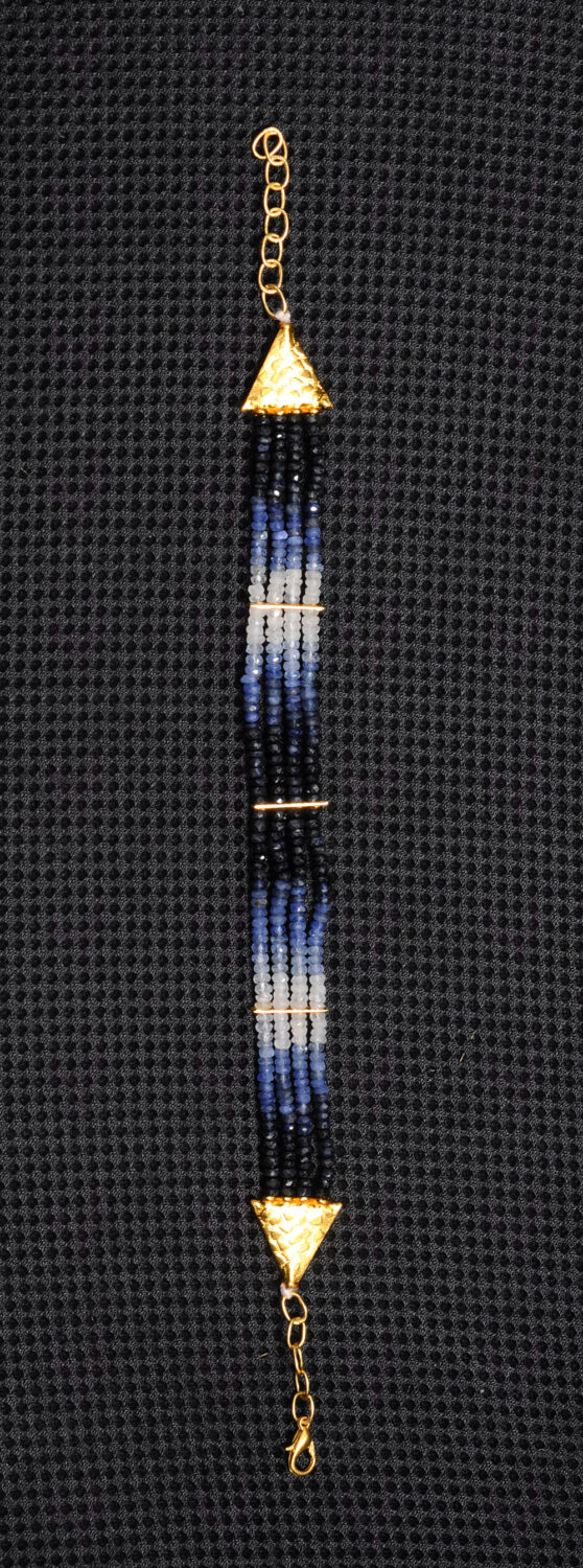 4 Rows Blue Sapphire Gemstone Shaded Bead Bracelet BS-1030
