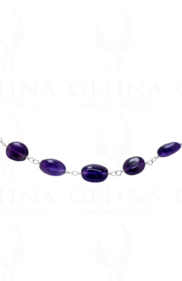 Amethyst Gemstone Oval Bead Chain In .925 Sterling Silver CS-1030