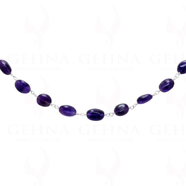 Amethyst Gemstone Oval Bead Chain In .925 Sterling Silver CS-1030