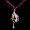 Spinel Studded Pendant Attached With Tourmaline Color Tear Drop Chain FN-1030