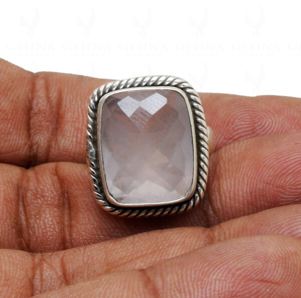 Rose Quartz Gemstone Studded 925 Sterling Solid Silver Ring SR-1030