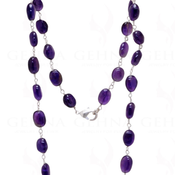 Amethyst Gemstone Oval Bead Chain In .925 Sterling Silver CS-1030