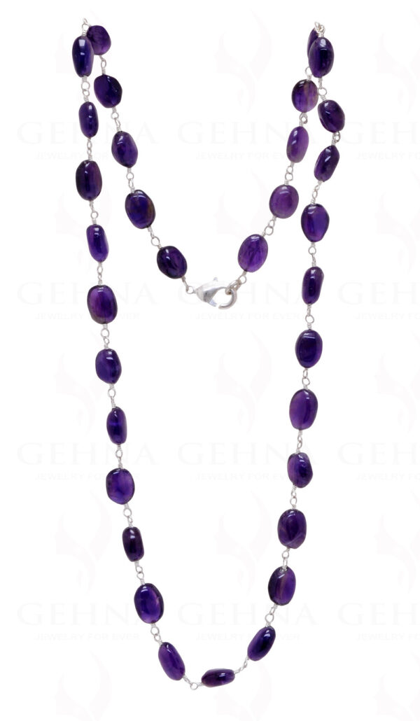 Amethyst Gemstone Oval Bead Chain In .925 Sterling Silver CS-1030