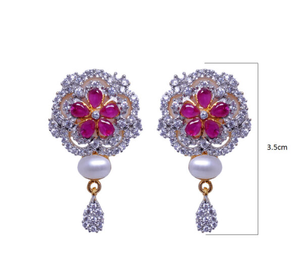 Classic Pearl, Ruby & Cubic Zirconia Studded Ethnic Pendant Set FP-1030