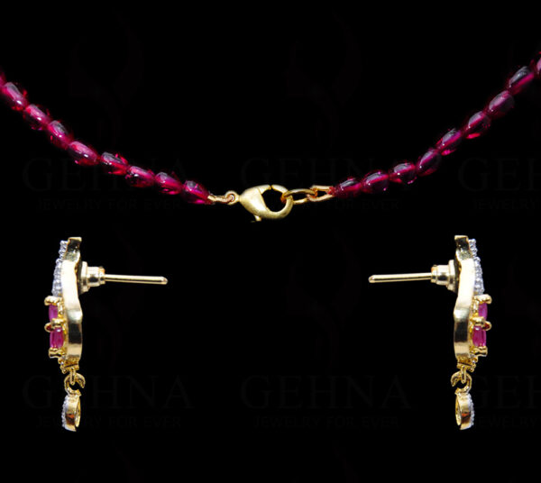 Spinel Studded Pendant Attached With Tourmaline Color Tear Drop Chain FN-1030