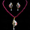 Spinel Studded Pendant Attached With Tourmaline Color Tear Drop Chain FN-1030