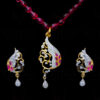 Spinel Studded Pendant Attached With Tourmaline Color Tear Drop Chain FN-1030