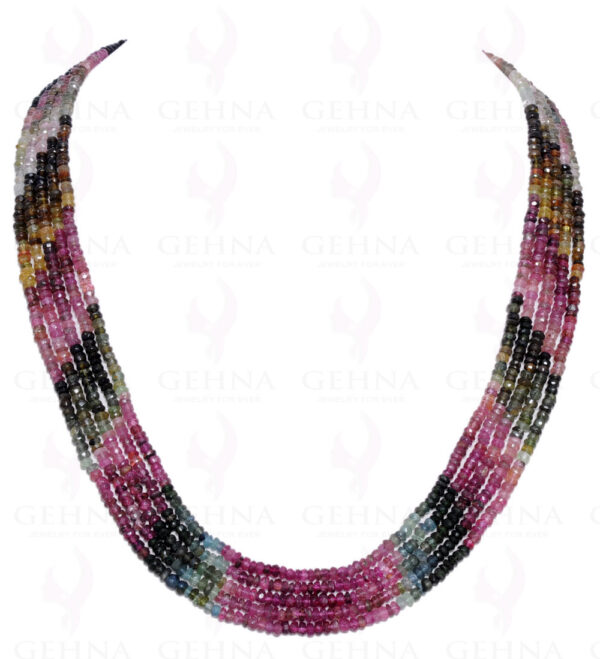 5 Rows of Multi Color Tourmaline Gemstone Faceted Bead Necklace NS-1031