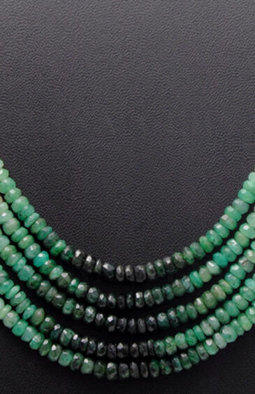 5 Rows Natural Emerald Gemstone Faceted Round Shaded Bead Necklace NP-1031