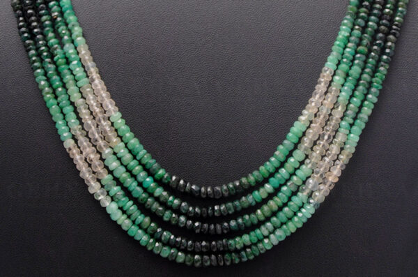 5 Rows Natural Emerald Gemstone Faceted Round Shaded Bead Necklace NP-1031