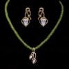 Necklace Of Peridot Gemstone Beads Studded Pendant & Earrings FN-1031