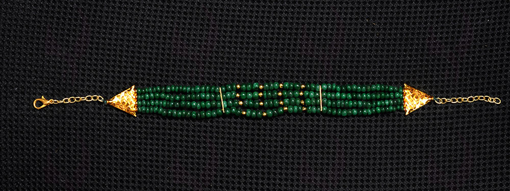 4 Rows Emerald Gemstone Bead Bracelet BS-1032