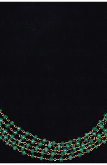 5 Rows Emerald Bead Necklace Linked In 925 Silver – Yellow Polish CP-1032